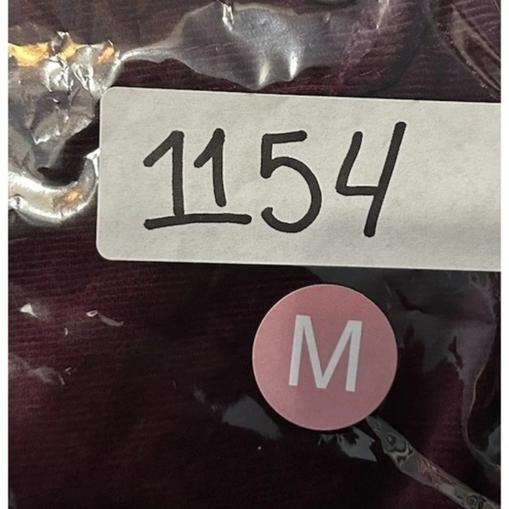 EXPRESS Women Medium Corduroy Button Front Pinafore Burgundy Dress ‎ Retro 70s - Picture 7 of 7